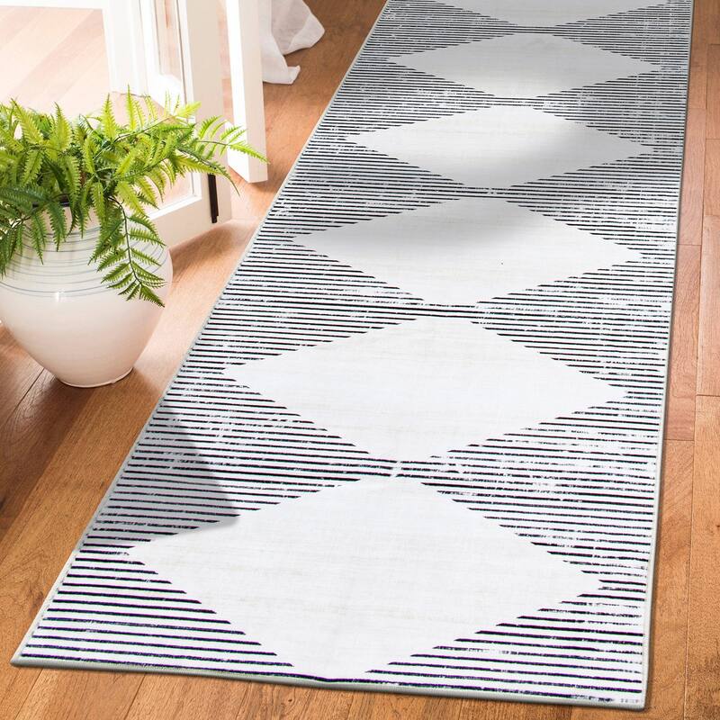 World Rug Gallery Contemporary Geometric Stripes Machine Washable Area Rug