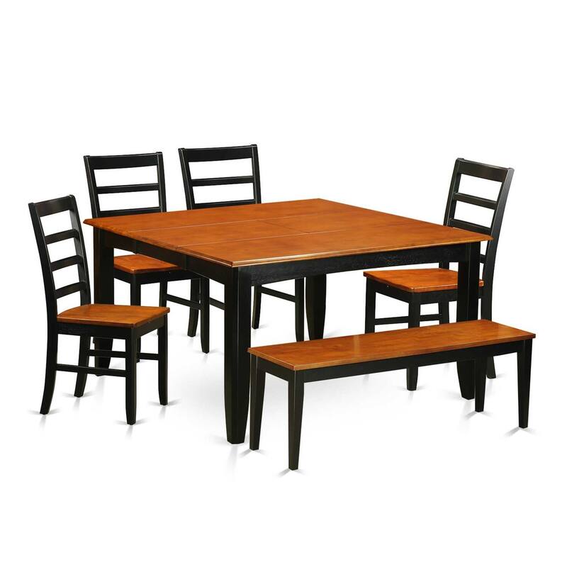 Gothic Glamour Dinette Set - Kitchen Table & 4 Chairs with Bench - Solid Wood