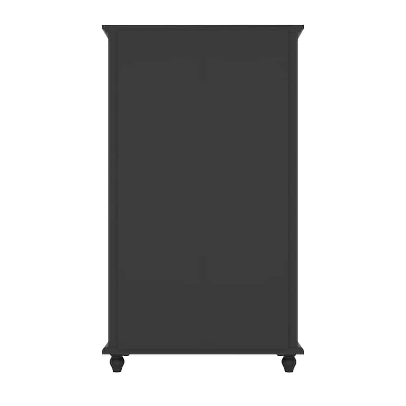 55.1''H Buffet Lacquer Sideboard Storage Cabinet Glass Doors Bookcase