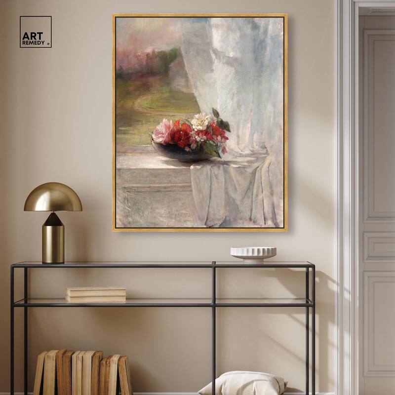 Flowers on a Window 1861 Canvas by Art Remedy