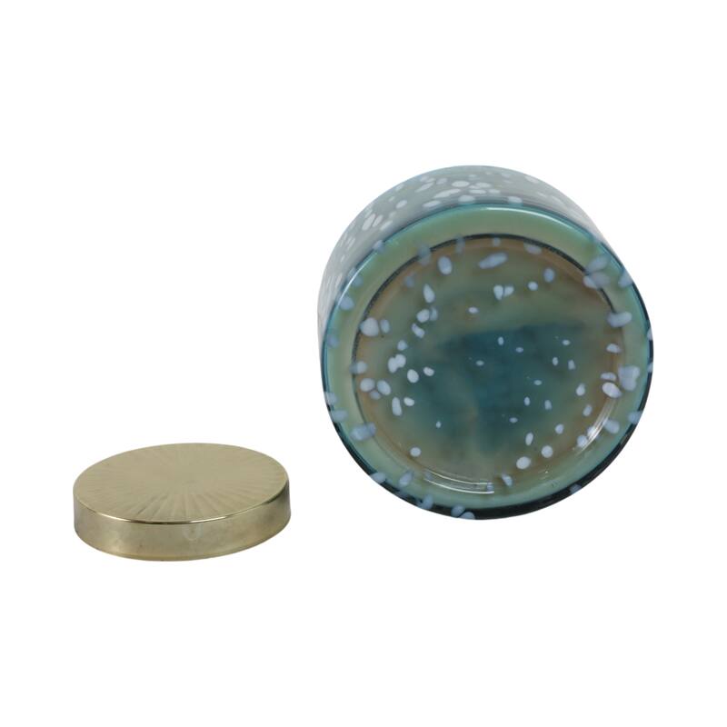 Decorative Glass Jar Candle with Metal Speckled Lid - 7" x 7" x 6"