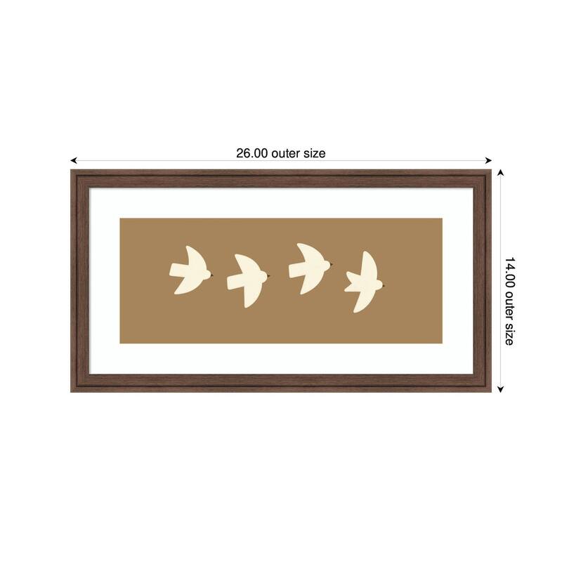 Kate and Laurel Minimalist Birds Panel 2 Brown by Laura Moss Framed Wall Art Print