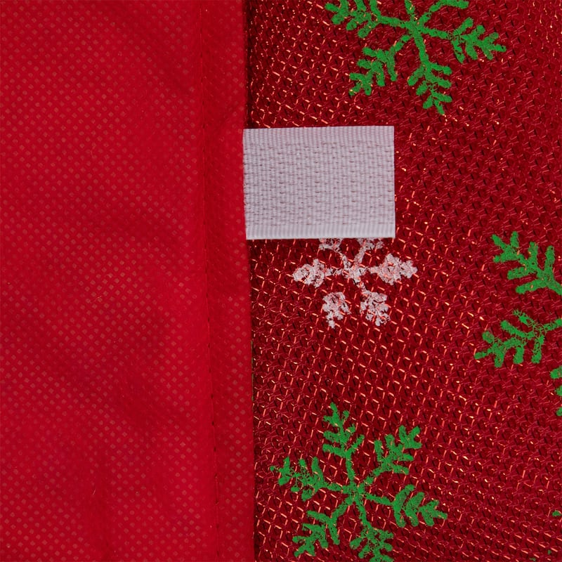 20" Metallic Red with Green White Snowflakes Mini Christmas Tree Skirt