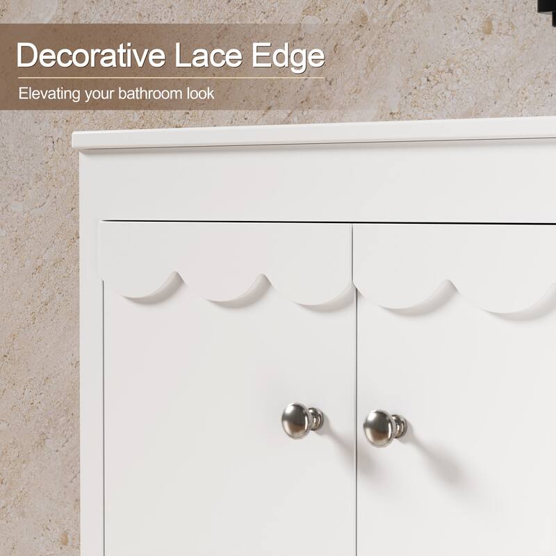 Lace Trim Freestanding Bathroom Vanity Set - Perfect for Bathrooms