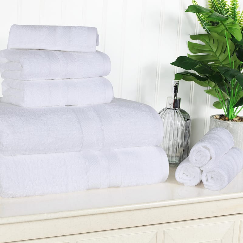 Superior Cotton Quick-Drying 8 Piece Highly Absorbent Towel Set - White