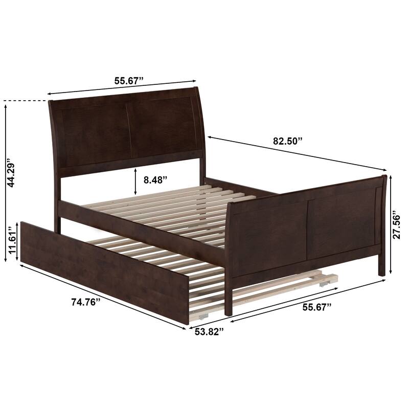 Portland Full Size Platform Bed with Matching Footboard & Trundle