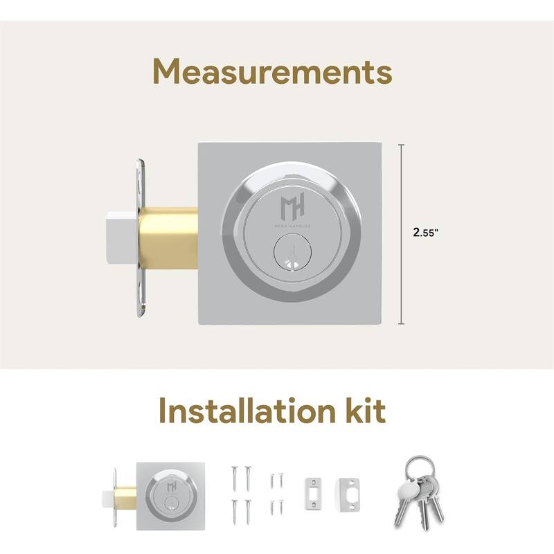 Mega Handles ROBELL Square Single Cylinder Keyed Deadbolt