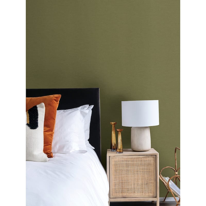 Advantage Umi Green Faux Linen Wallpaper - 20.9in x 396in x 0.025in - 20.9in x 396in x 0.025in