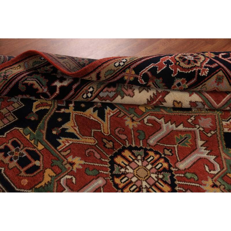Orange Heriz Serapi Indian Area Rug Handmade Wool Carpet - 8'11"x 11'10"