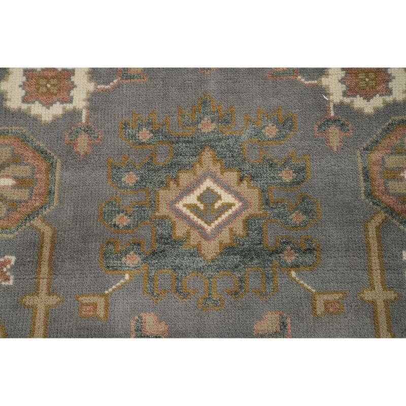 Handmade Wool Oushak Indian Area Rug Hand-knotted Geometric Carpet - 11' 11'' X 9' 1''