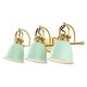 preview thumbnail 60 of 134, JONATHAN Y Sydney Farmhouse Bohemian Iron LED Vanity 3-Light - Mint Green / Brass Gold