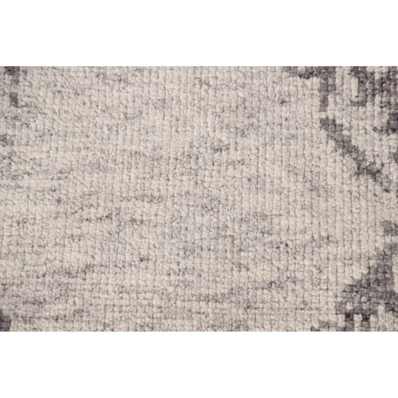 Geometric Moroccan Area Rug Hand-Knotted Wool Carpet - 5'2"x 7'7"