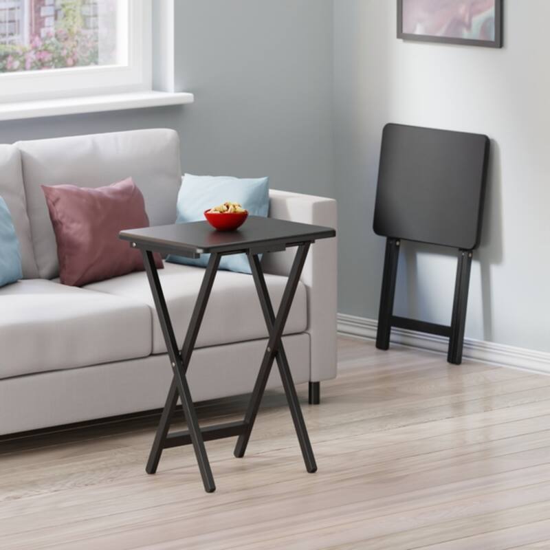 Folding Rectangular Snack Tables - 29" - Black - Set of 2