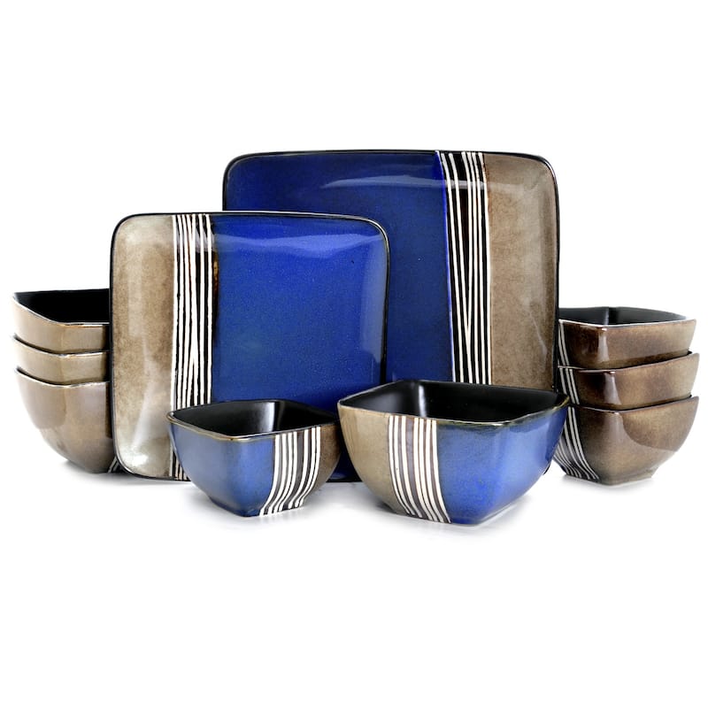 Elama Lounge 16 Piece Squared Dinnerware Set
