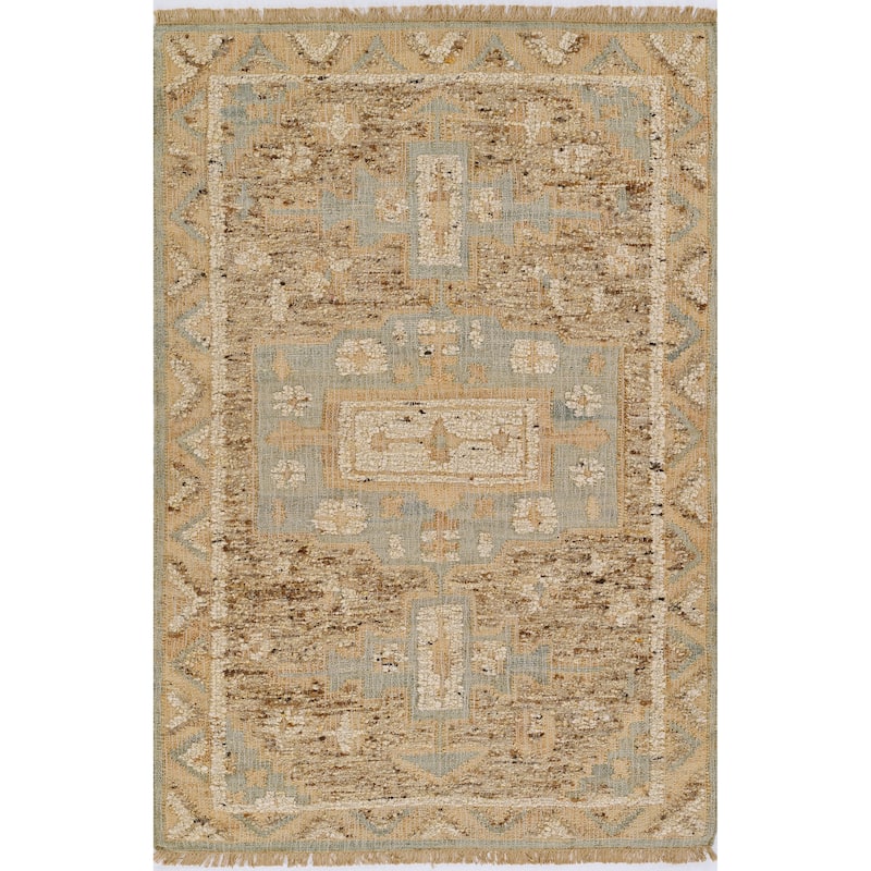Momeni Nirvana Hand Woven Wool and Jute Oriental Area Rug - 3' 6" x 5' 6" - Blue - Rectangle