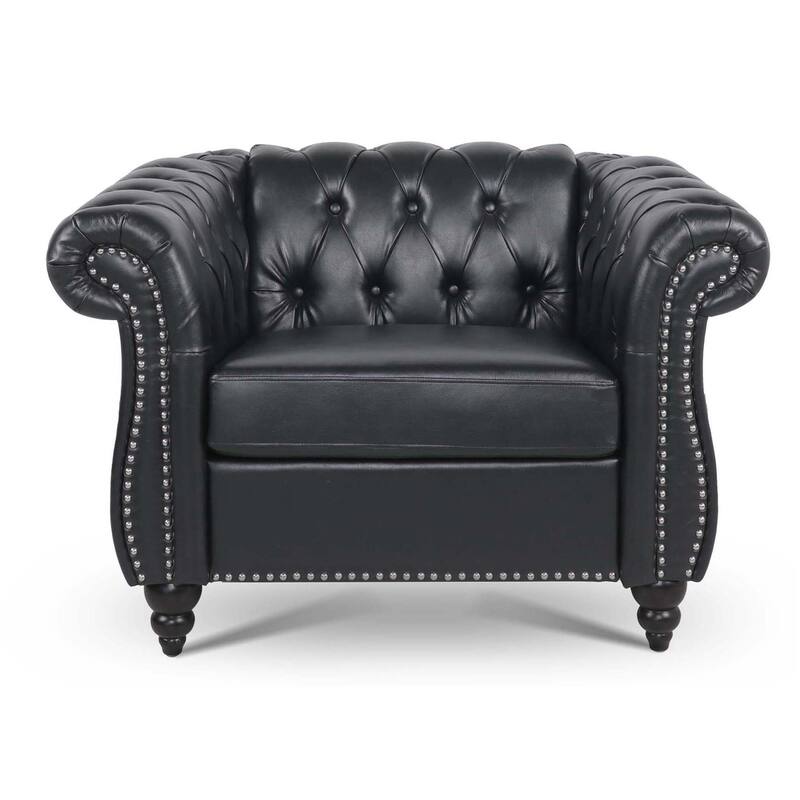 HCHAIRH Tufted Rolled Arm Seater Sofa Chair For Living Room - Black