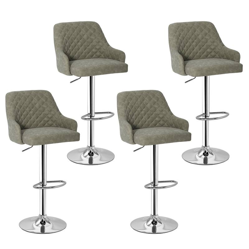 Javlergo 4-Pack Adjustable Bar Stools 24.4" to 32.7" Height Range with Footrest & Diamond Quilted Half-Back Counter Stools Set