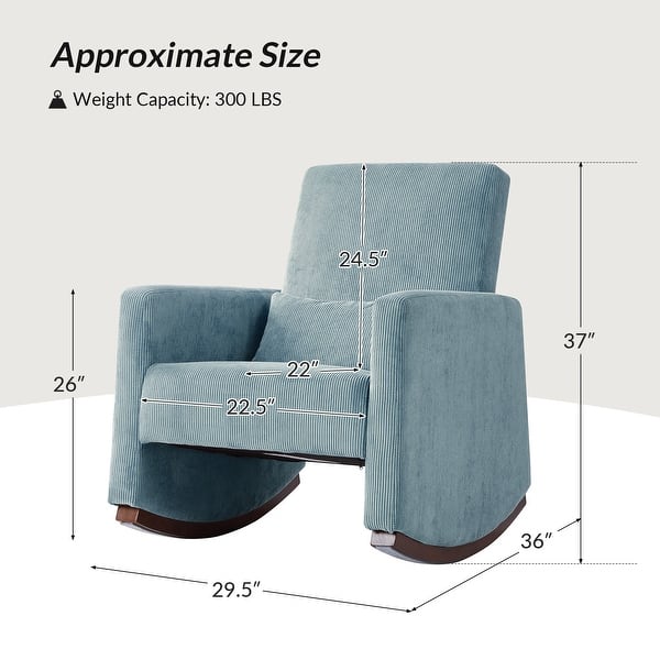 dimension image slide 4 of 5, Julia 29.5"W Modern Solid Wood Nursery Rocking Chair with Lumbar Pillow by HULALA HOME