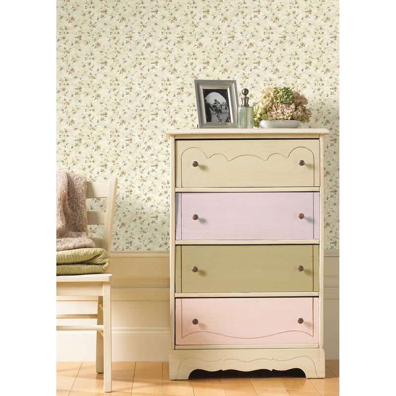 Chesapeake Piper Flax Springtime Bloom Trail Wallpaper - 20.5in x 396in x 0.025in