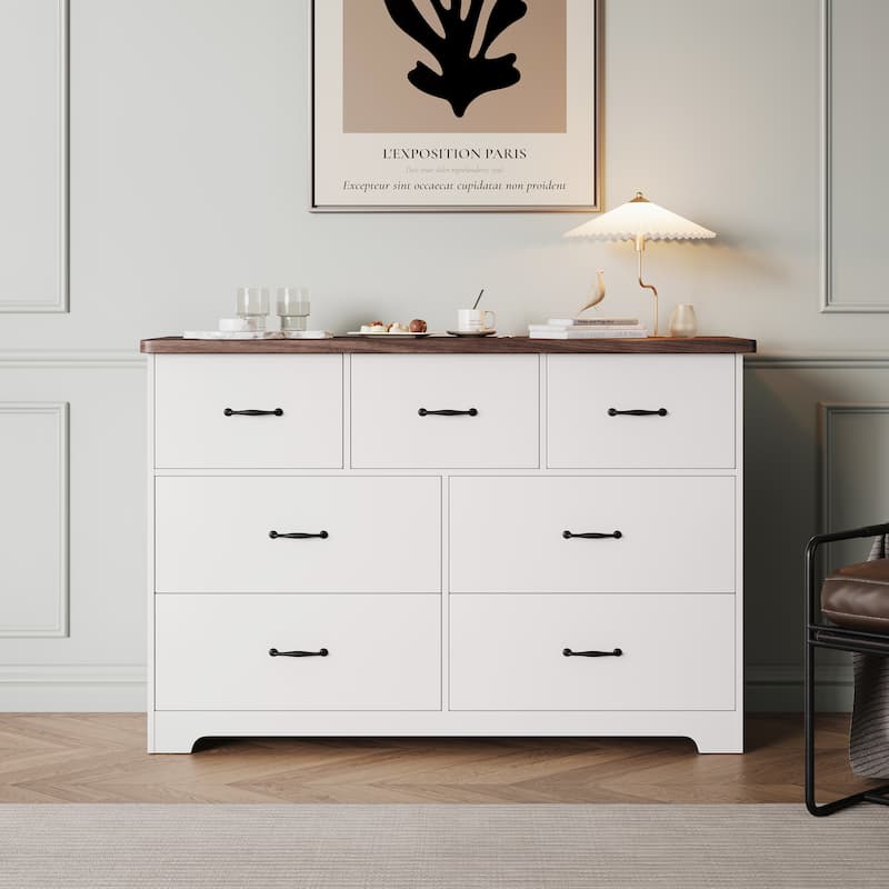 47.16" W Double Dresser, 7 Drawer Dresser