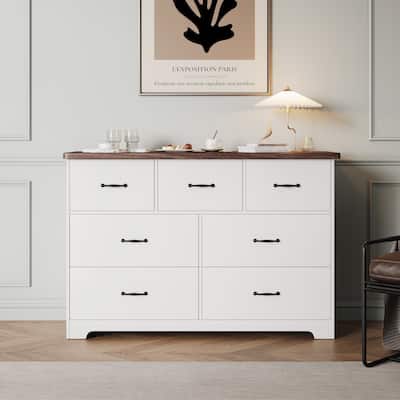47.16" W Double Dresser, 7 Drawer Dresser