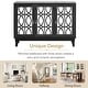 preview thumbnail 6 of 17, Classic Distressed Finish Accent Sideboard Buffet Cabinet with Hollow-mirrored Doors and Drop-shaped Silver Metal Handles