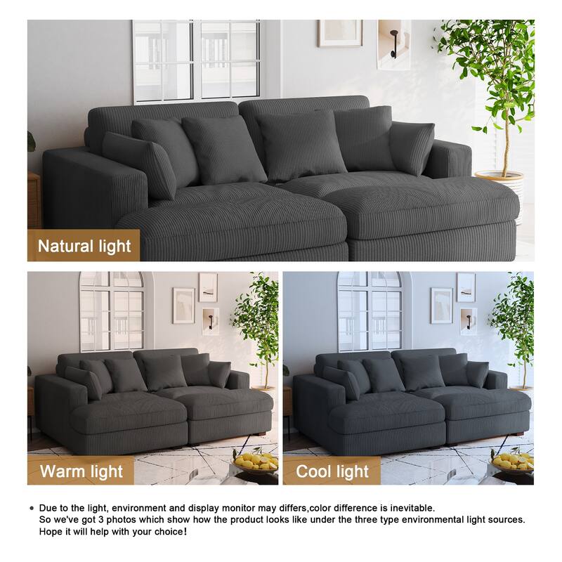 Navaeh Corduroy Modular Sectional Sofa Large Couch Sleeper Chaise