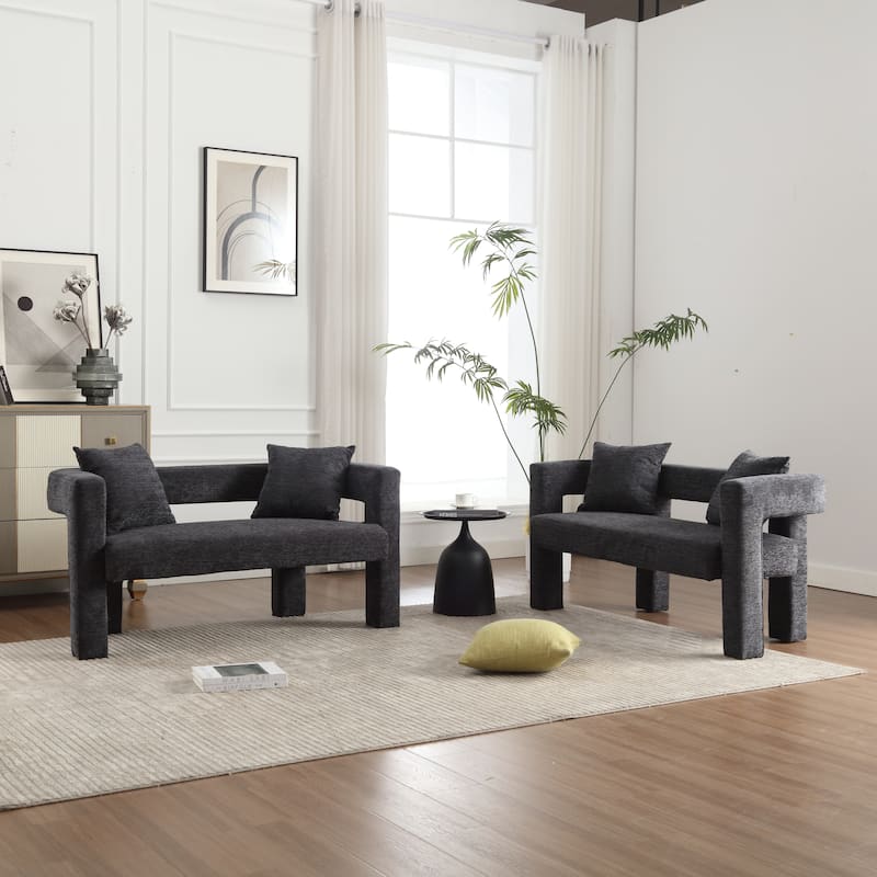 Roomfitters Chenille Loveseat Sofa, Upholstered 2-Seater Accent Couch for Living Room, Bedroom or Lounge Area