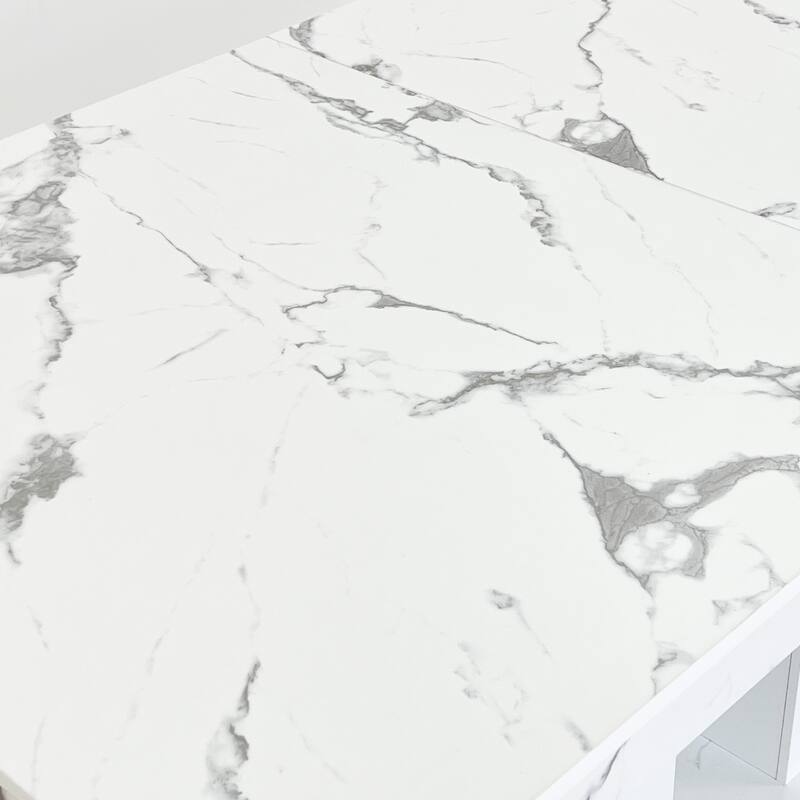 Extendable Dining Room Table, Wooden Kitchen Table with Double Pedestal Base, Large Meeting Table Home Office Table