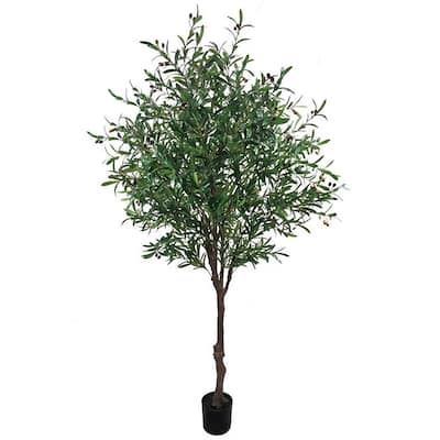 7.5ft Artificial Olive Tree Plant in Black Pot - 90" H x 42" W x 42" DP