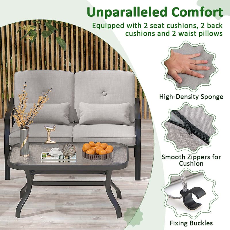 2/4 PCS Patio Furniture Set Outdoor Conversation Sofa Table Set
