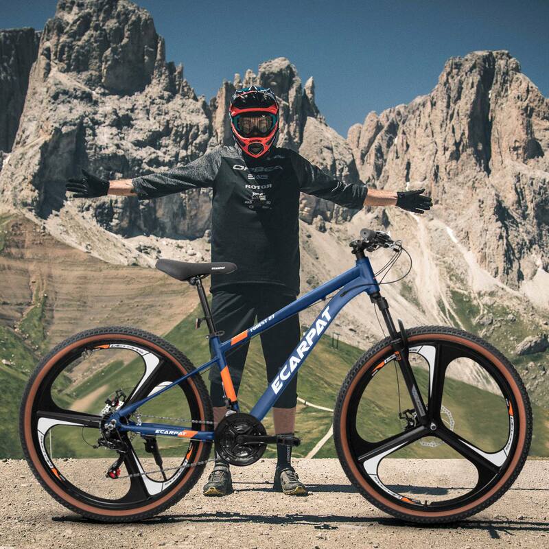 Ecarpat 27.5 Inch Mountain Bike, 21 Speed with Dual Disc Brakes, Front Suspension Fork, High Carbon Steel Frame for Men & Women