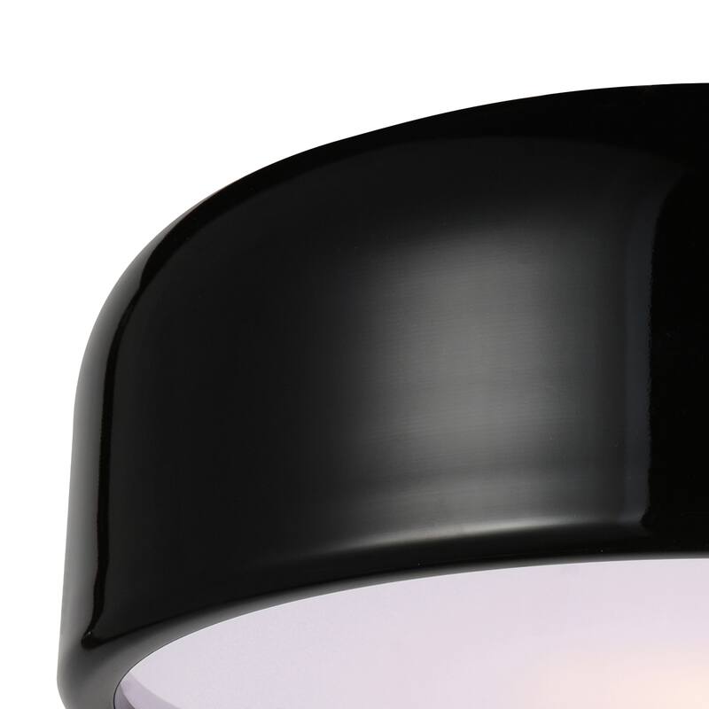 Campton 2 Light 14in Black Drum Shade Flush Mount