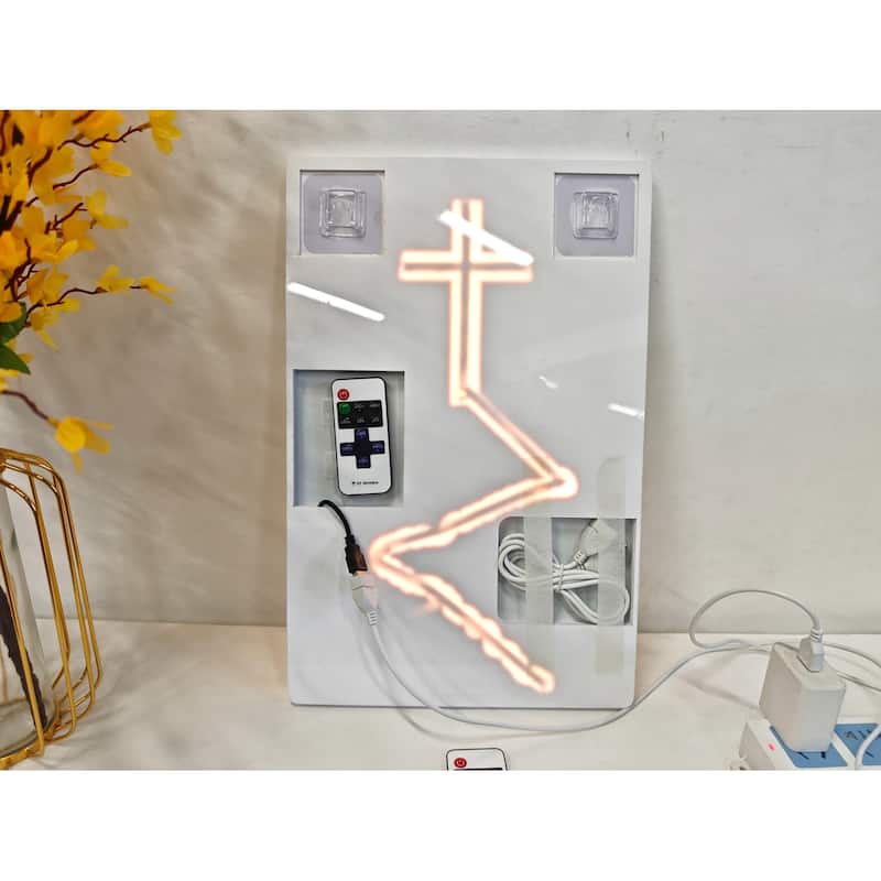 Christian Cross LED Wall Art - Acrylic UV Printed Light Up Religious Picture with Remote Control