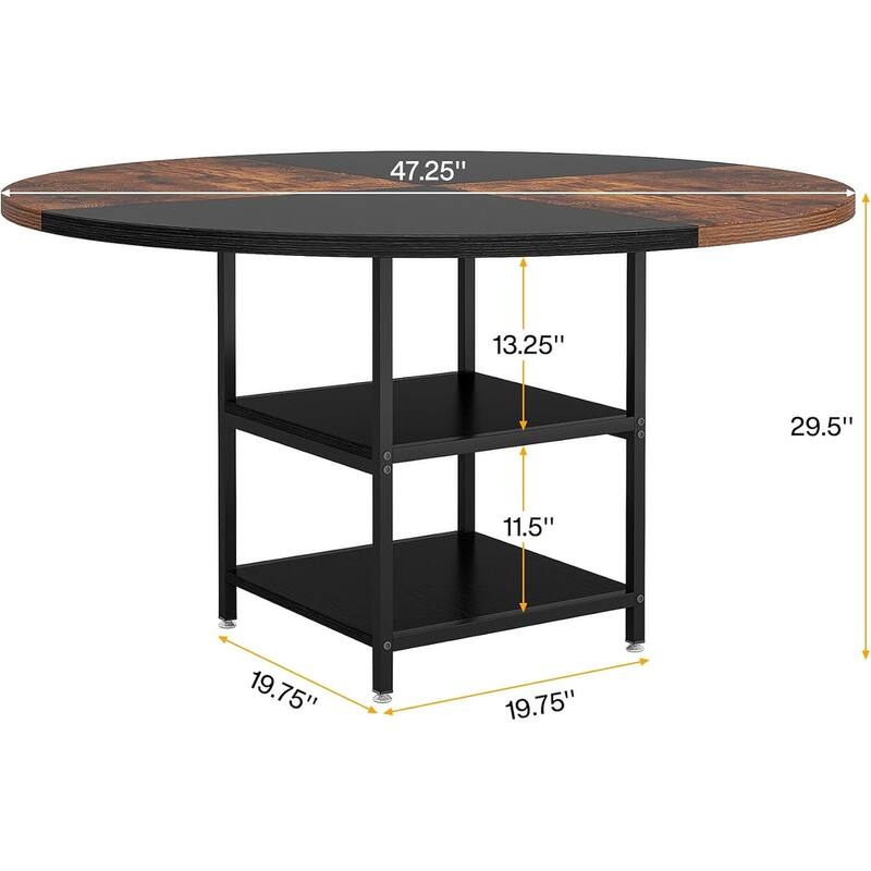 47-Inch Round Wood Conference Table with Storage Shelf Office Training Desk for Conference/Seminar Room