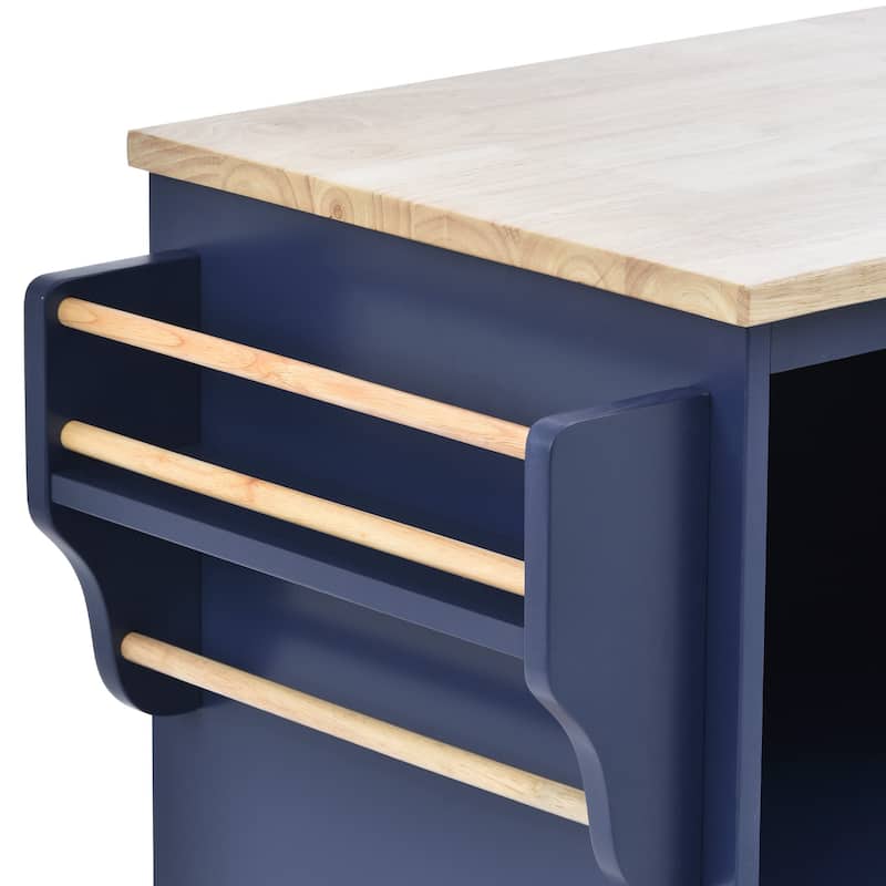 Kitchen Island Cart With Storage Cabinet And Two Locking Wheels(no include stool)