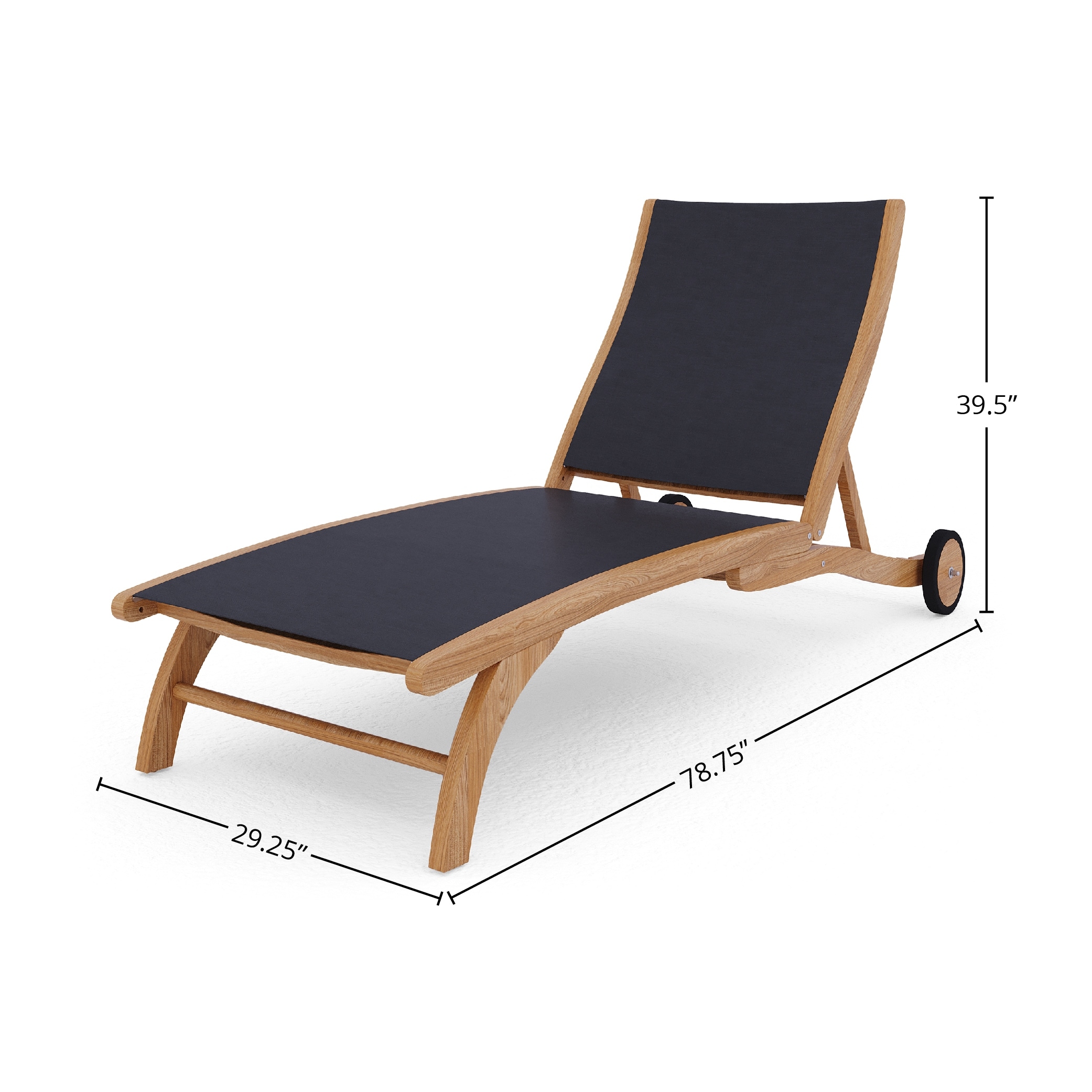 Rustic Teak Wood Outdoor Chaise Lounge Chair w Adjustable Backrest
