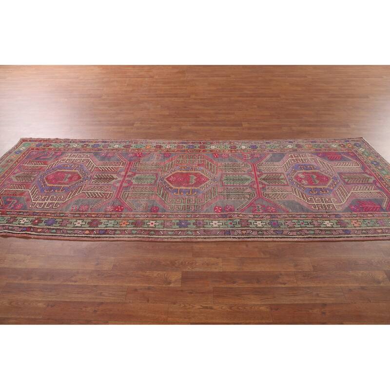 Over-Dyed Ardebil Persian Vintage Runner Rug Handmade Wool Carpet - 3'7"x 10'0"