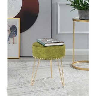 Adeco Round Footstool Ottoman Velvet Dressing Stool Gold Metal Legs Bed Bath Beyond 34500852