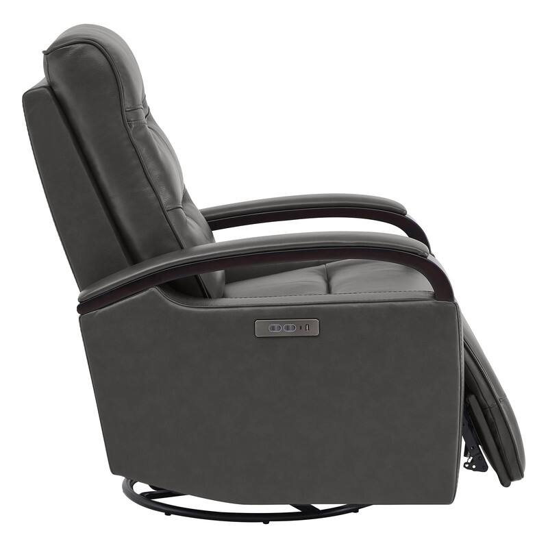 Spruce & Spring Regan Leather Power Recliner Swivel Glider Rocker with Power Headrest
