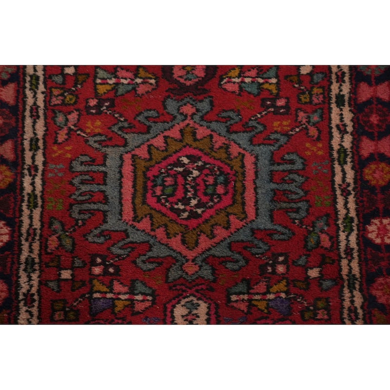 Hand Knotted Oriental 100% Wool Carpet Traditional Tribal Red Gharajeh Runner Rug - 9' 7'' X 2' 3''