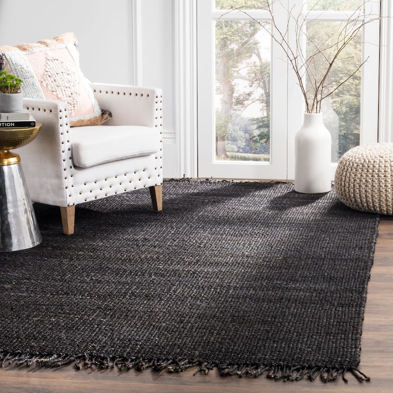 SAFAVIEH Handmade Natural Fiber Eybjorg Jute Fringe Rug - 5' x 8' - Black