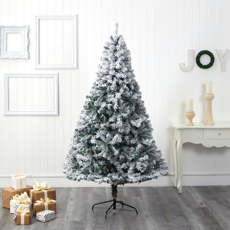 7ft. Flocked Spruce Artificial Christmas Tree with 800 Branches - Winter Wonderland Holiday X-Mas Tree