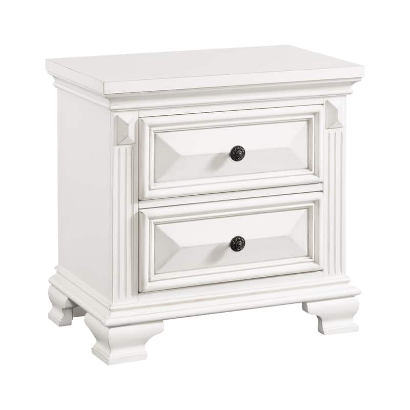 Modern 2-Drawer Nightstand - White Finish, Bedroom Storage, Versatile Night Table, 17"D x 28"W x 28"H
