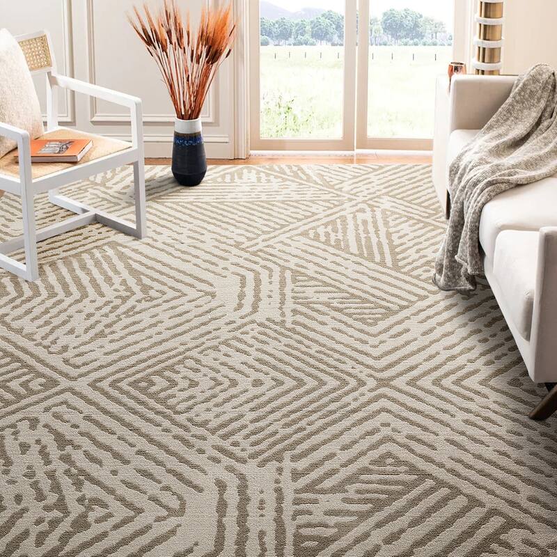 Glitzhome Modern Geometric Abstract Pattern High-Low Shag Area Rugs
