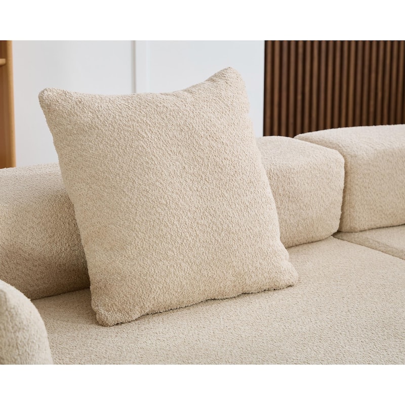 111" Oversized Boucle Upholstered L-Shaped Corner Modular Sectional Sofa, 3-piece Free Combination, No Assembly Required