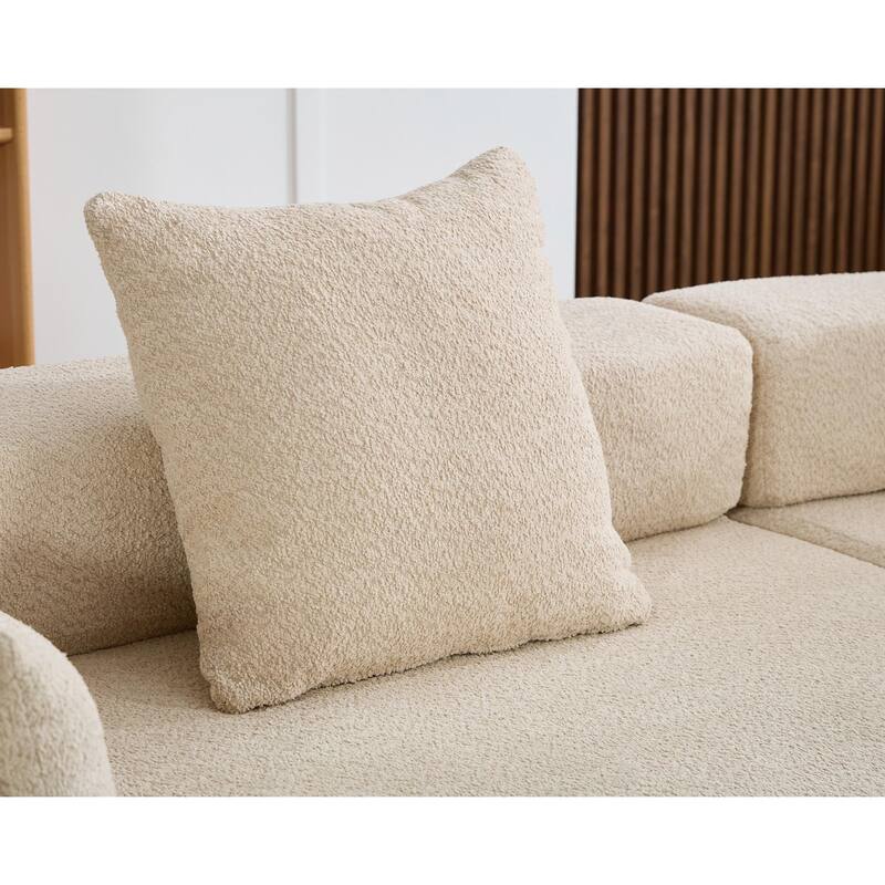 3-Piece Curved Sofa, Oversized Boucle Couch, Flexible for Living Room