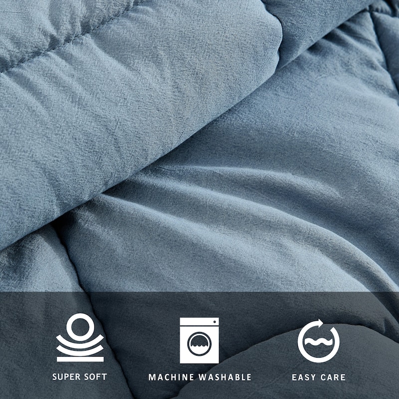 Kenneth Cole Reaction Solid Cotton Blue Reversible Bonus Comforter Set
