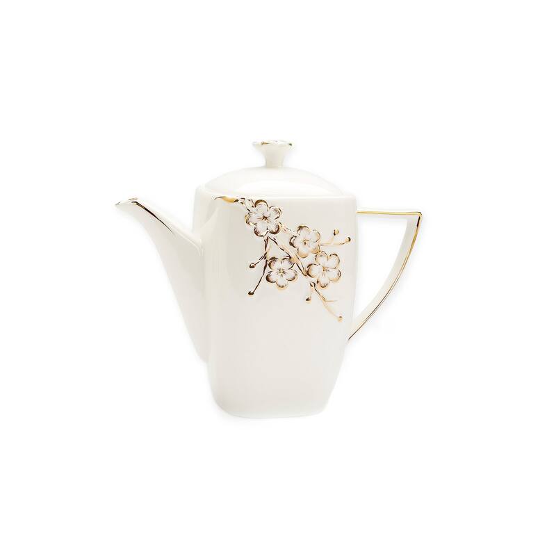 Milk Dispenser Gold Floral Artwork Design W/ Handle - 8"