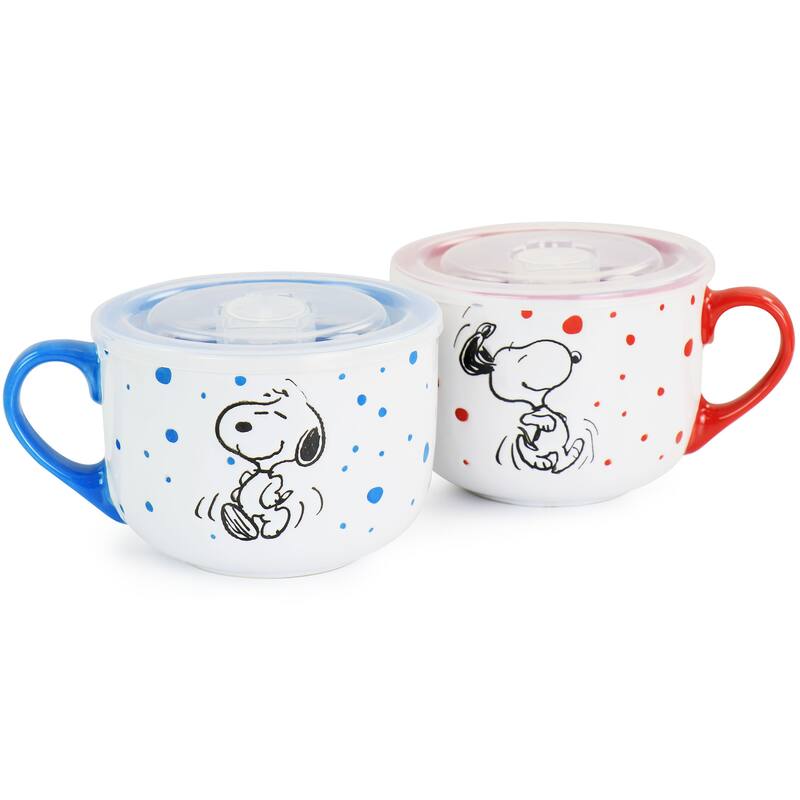 Peanuts Freckled Joy 4 Piece Soup Cup and Lid Set - 25 Ounces